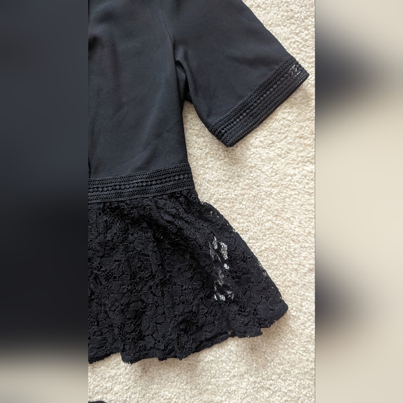 Zara High Neck Lace Peplum Black Shirt Size Small - Picture 3 of 3
